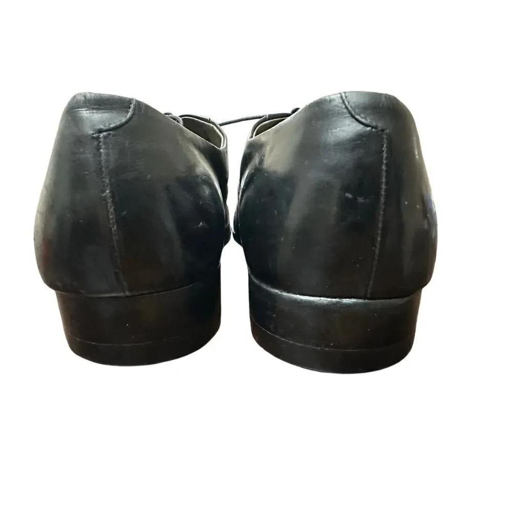 Christian DIOR Mens Black Leather Oxford Dress Shoes Made In Italy Size 7- W